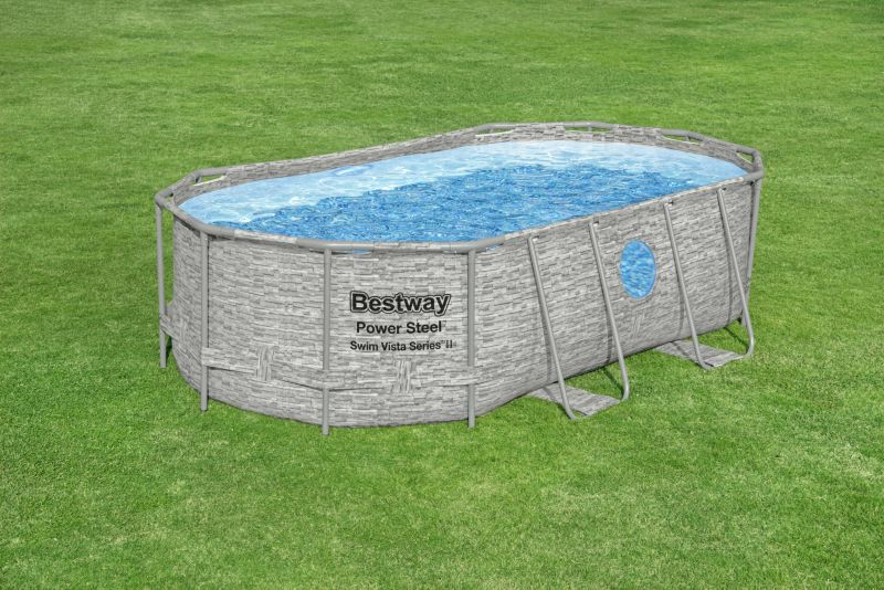 Basen owalny na stelażu Bestway z oknem 4,27 x 2,50 x 1 m