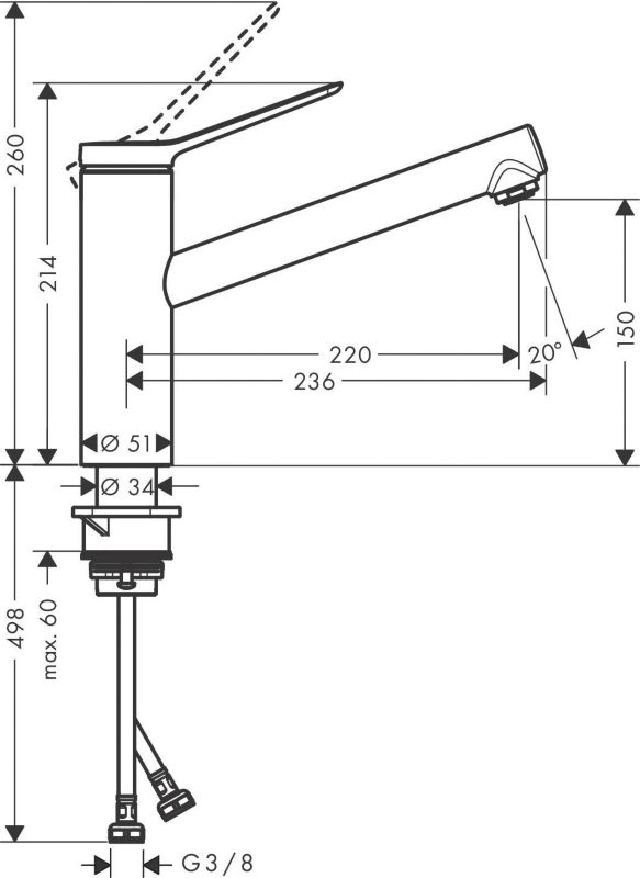 Bateria kuchenna Hansgrohe Zesis 150 2J czarny