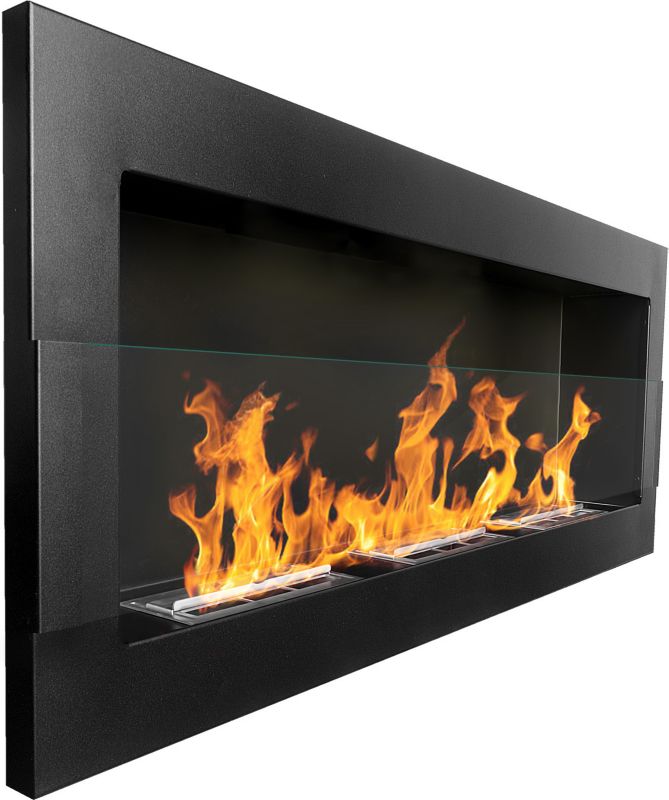 Biokominek wiszący z szybą 1200 x 400 mm czarny