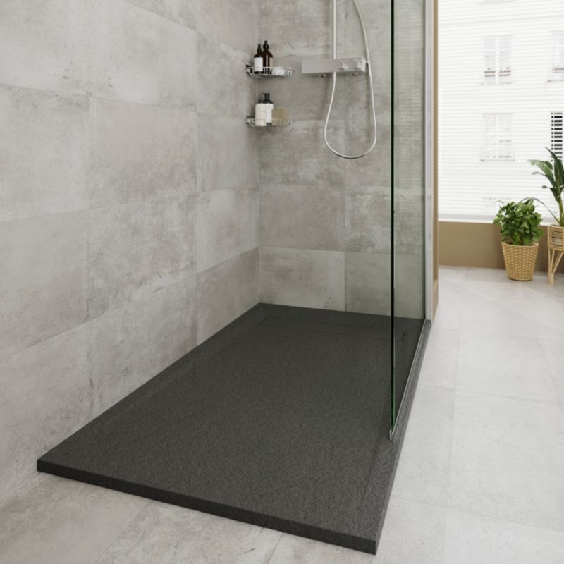Brodzik konglomeratowy GoodHome Luiro prostokątny 90 x 120 cm czarny
