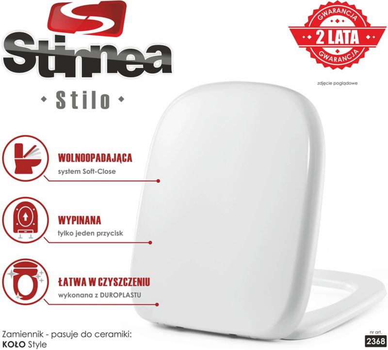 Deska WC Stilo z duroplastu wolnoopadająca biała