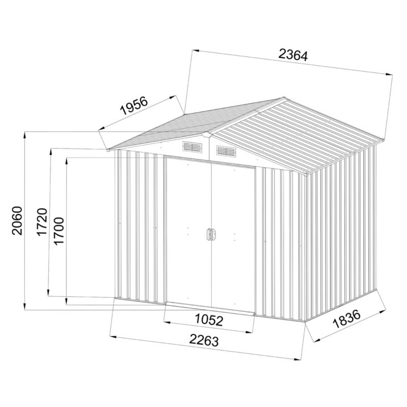 Domek narzędziowy GoodHome metalowy 236 x 195 x 210 cm