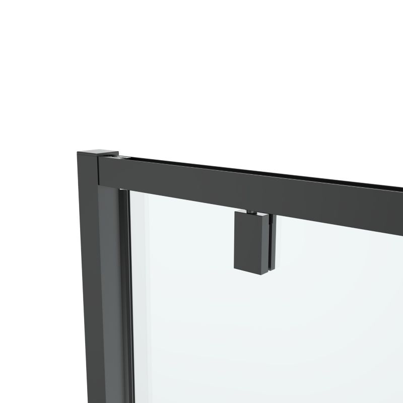 Drzwi prysznicowe uchylne GoodHome Ledava 90 cm czarne matowe / transparentne