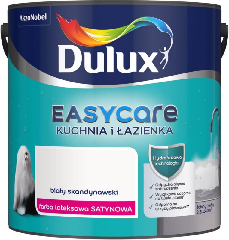 Farba Dulux EasyCare Kuchnia i Łazienka biały skandynawski satyna 2,5 l