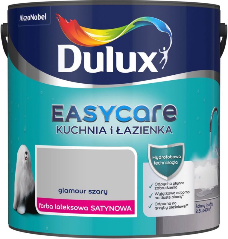 Farba Dulux EasyCare Kuchnia i Łazienka glamour szary satyna 2,5 l