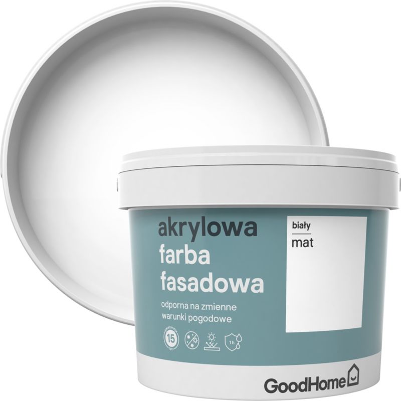 Farba elewacyjna GoodHome biała 10 l