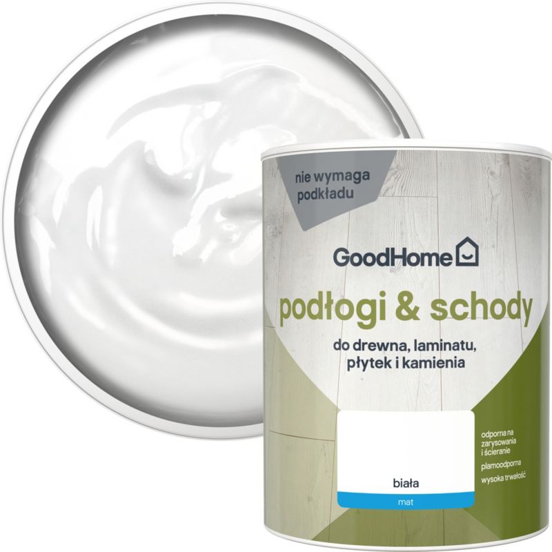 Farba renowacyjna do podłogi GoodHome Reno biały mat 0,75 l