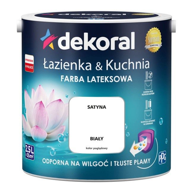 Farba satynowa Dekoral Łazienka i Kuchnia biały 2,5 l