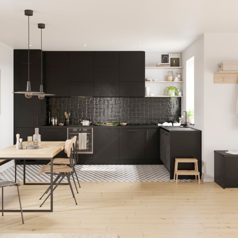 Front kuchenny do szafki z AGD GoodHome Stevia 60 x 5,8 cm czarny mat