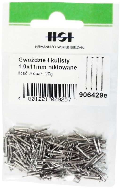 Gwoździe z łbem kulistym stal nikiel 1,0 x 11 mm 20 g