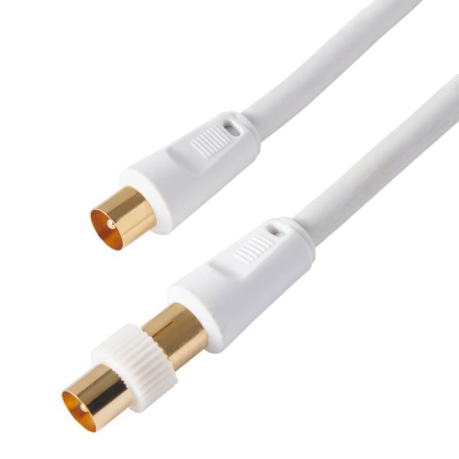 Kabel coaxial wejście męskie/żeńskie Blyss gold biały 1,5 m