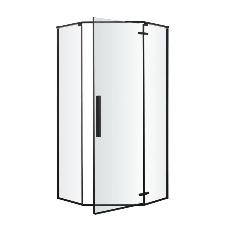Kabina prysznicowa pięciokątna GoodHome Ezili 90 x 90 cm czarna/transparentna