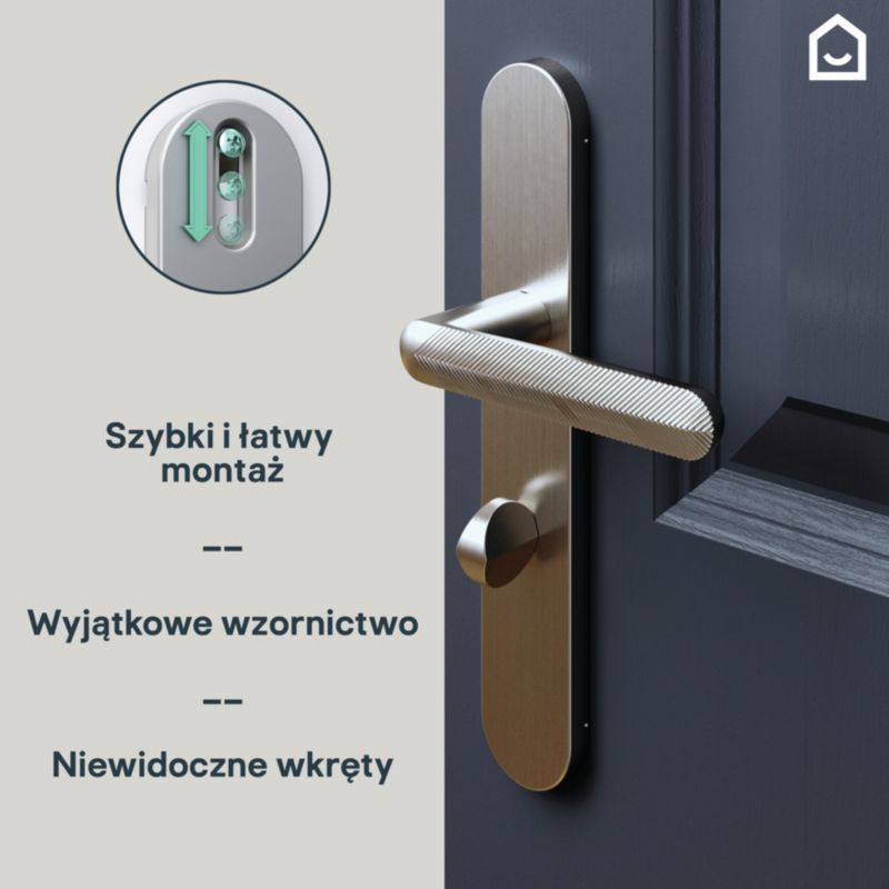 Klamka GoodHome Feather szyld WC nikiel satyna