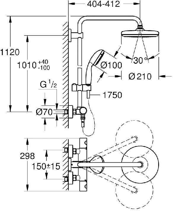 Kolumna prysznicowa Grohe Vitalio Start System śr. 21 cm z baterią termostatyczną