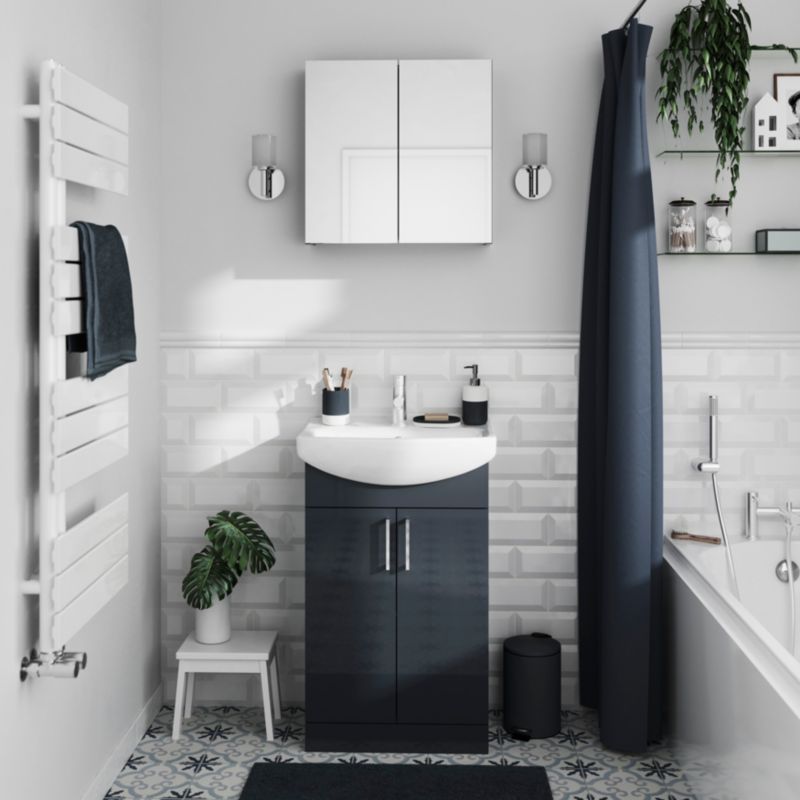Kosz łazienkowy GoodHome Koros z wolnym opadem 3 l granatowy