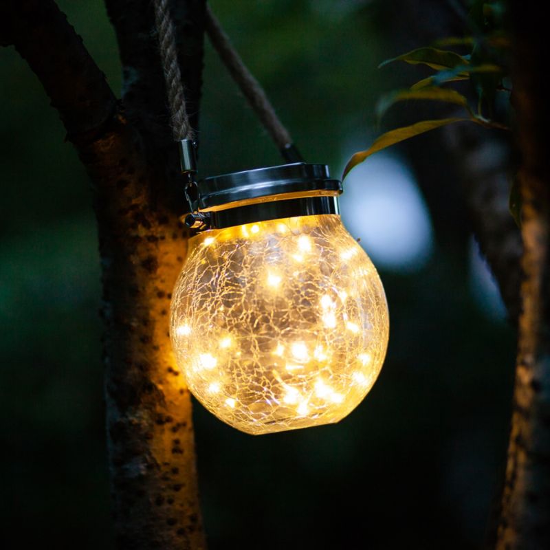 Lampa Lignao solarna pękająca kula szkło