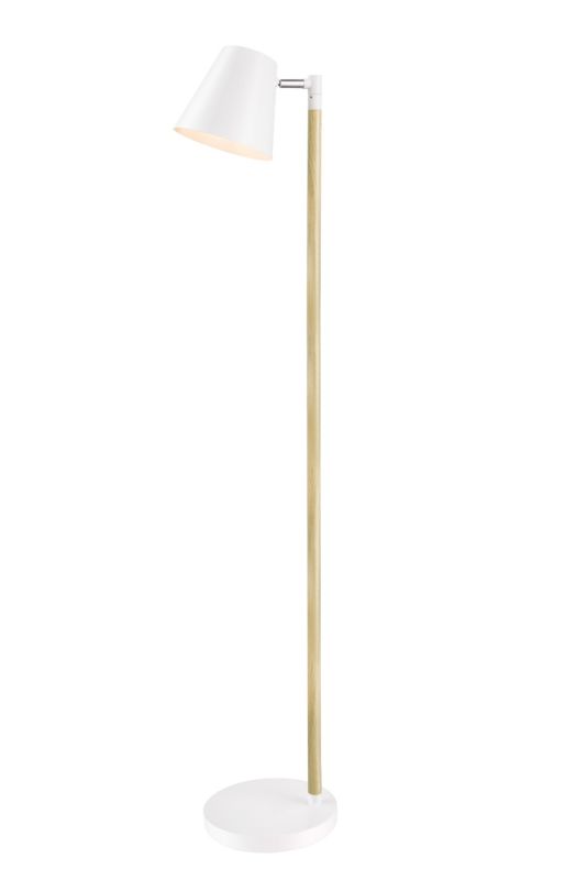 Lampa podłogowa GoodHome Mulanje 1-punktowa E14 biała/drewno