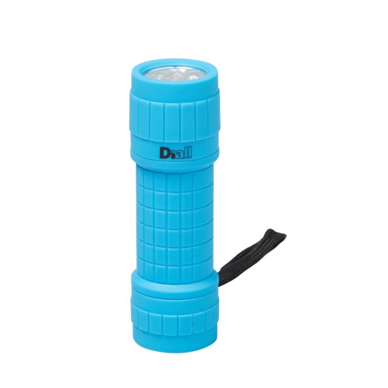 Latarka Diall 9 LED gumowa niebieska 3 x AAA