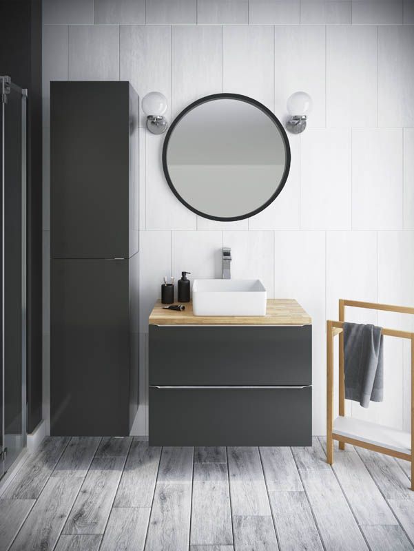 Lustro okrągłe Dubiel Vitrum Nico 70 cm w ramie czarne