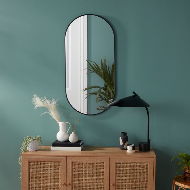 Lustro owalne GoodHome Muhely 50 x 100 cm w metalowej ramie czarne