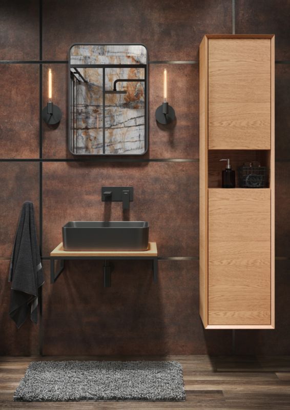 Lustro prostokątne Dubiel Vitrum Nico 50 x 70 cm w ramie czarne