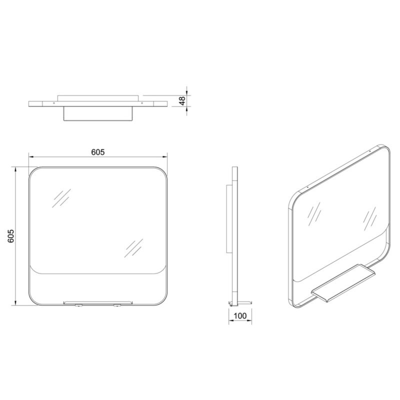 Lustro z półką GoodHome Maza 60,5 x 47,5 cm białe