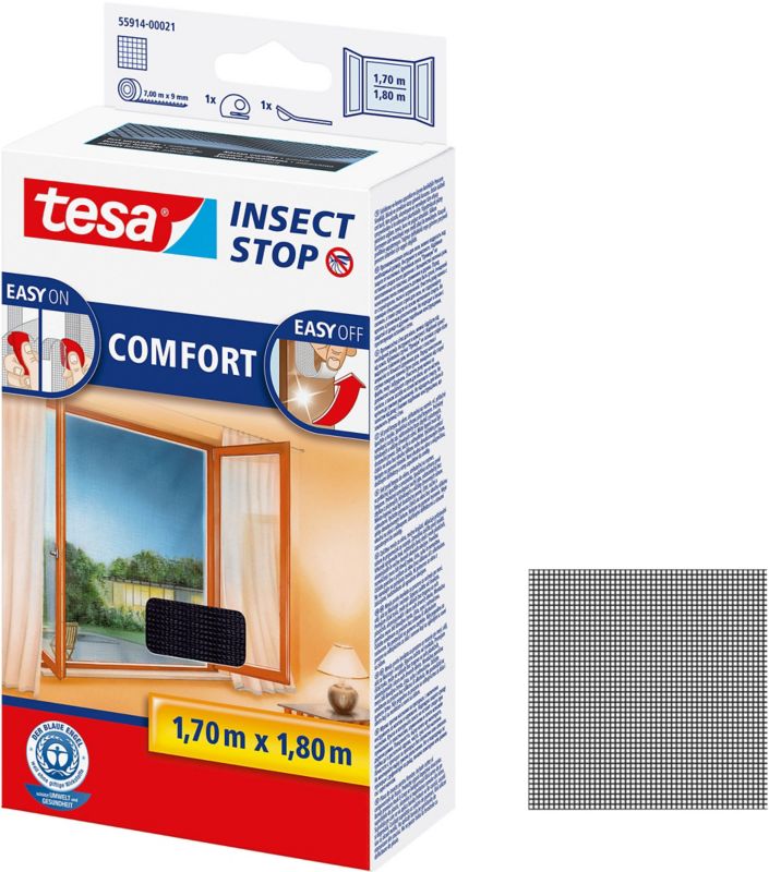 Moskitiera okienna Tesa Comfort 1,7 x 1,8 m czarna