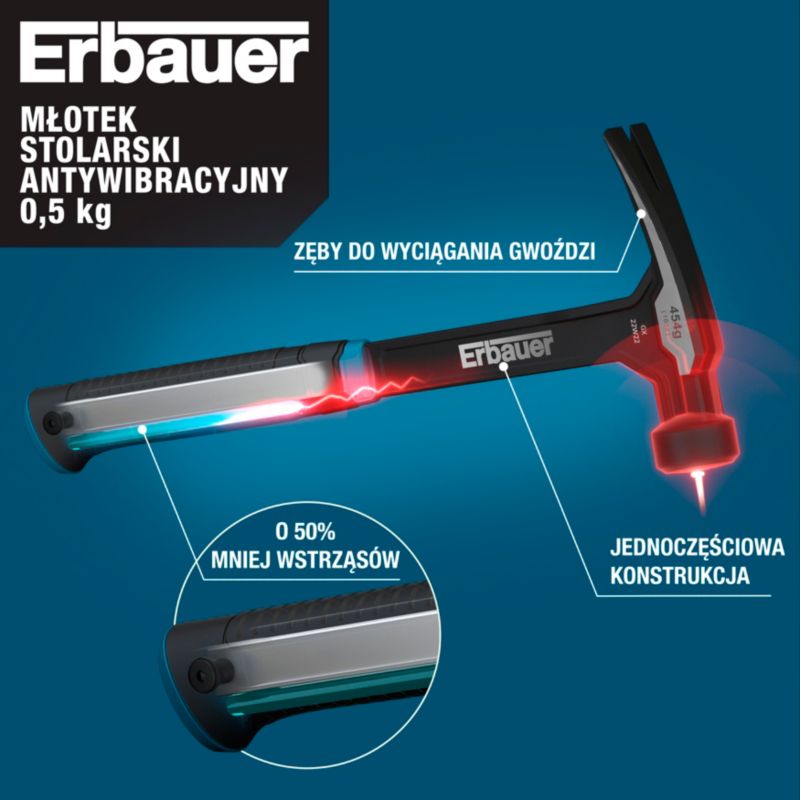 Młotek stolarski antywibracyjny Erbauer