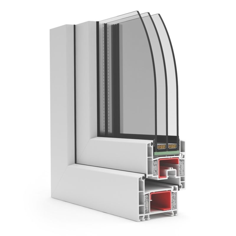 Okno PCV rozwierno-uchylne trzyszybowe 865 x 2095 mm lewe białe