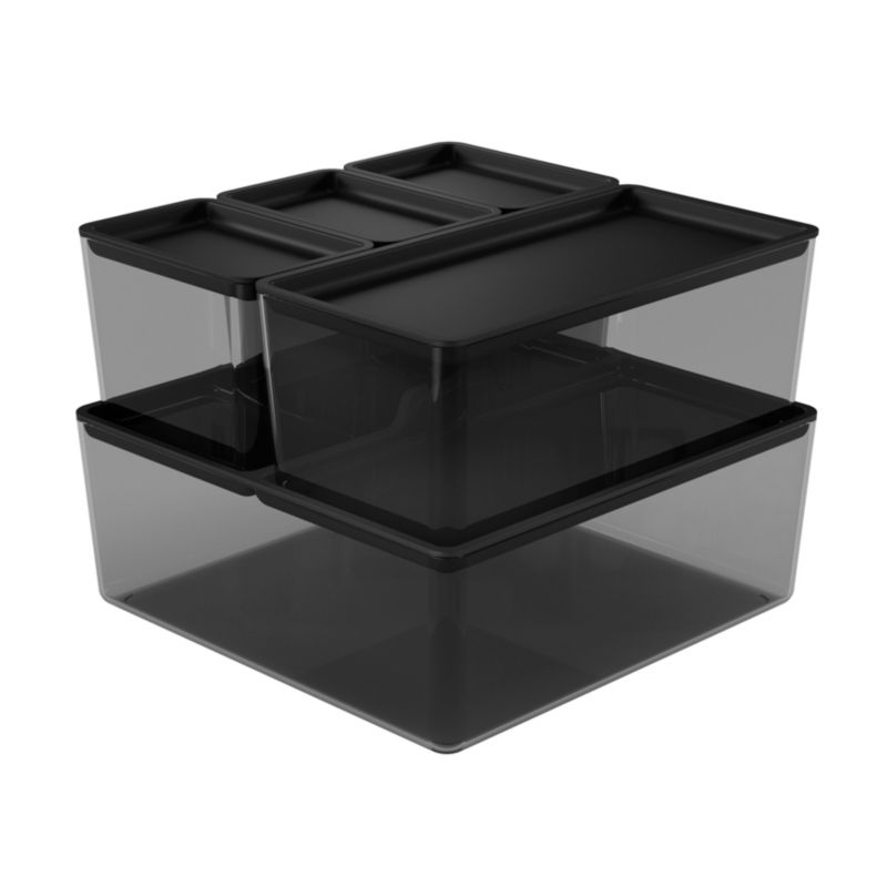 Organizer GoodHome Levanna z pokrywkami szary 5 szt