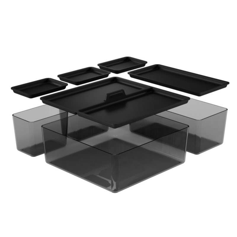 Organizer GoodHome Levanna z pokrywkami szary 5 szt
