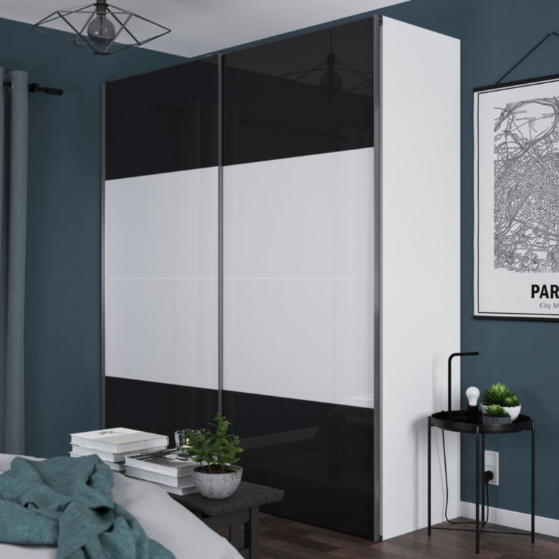 Panele do drzwi przesuwnych GoodHome Atomia 225 x 100 cm antracyt połysk 4 szt