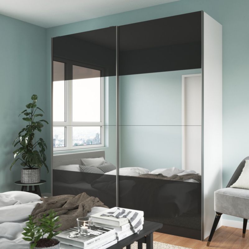 Panele do drzwi przesuwnych GoodHome Atomia 225 x 100 cm antracyt połysk 4 szt