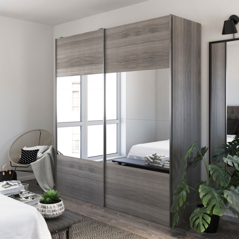 Panele do drzwi przesuwnych GoodHome Atomia 225 x 100 cm lustro 4 szt