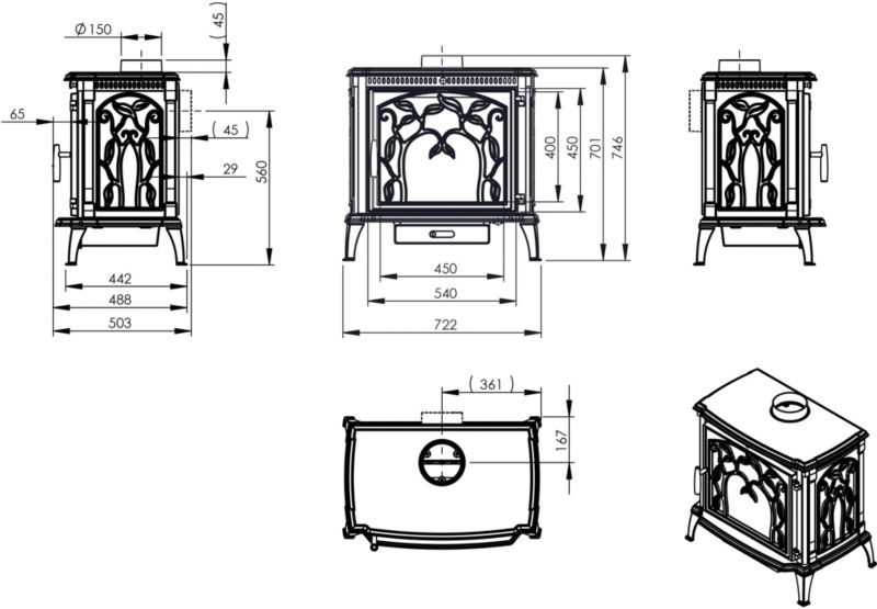 Piec kominkowy żeliwny NORDflam Arica Eko 11 kW
