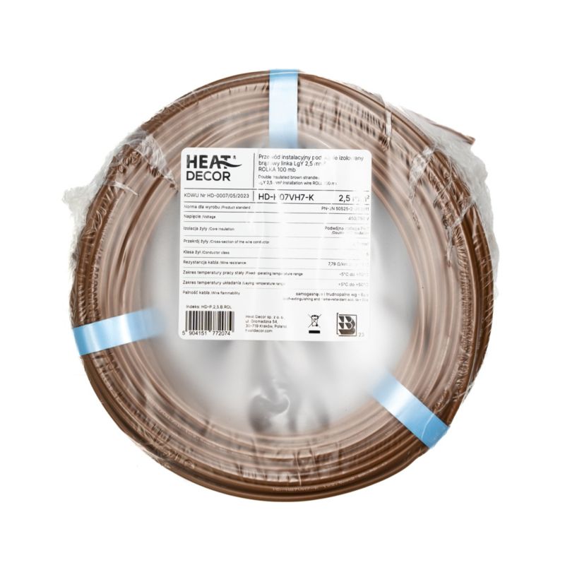 Przewód instalacyjny podwójnie izolowany linka LgY 2,5 mm2 100 mb brązowy