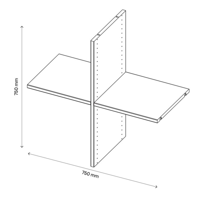 Półka krzyżak do korpusu 35 x 75 x 75 cm GoodHome Atomia dąb szary