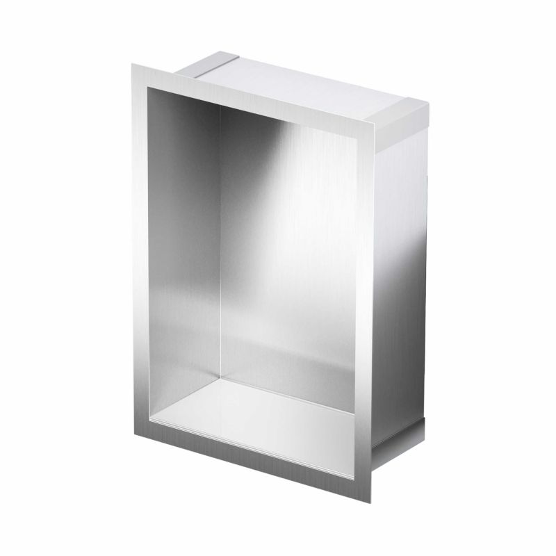 Półka wnękowa 30 x 20 x 10 cm stalowa ze szklaną nakładką na dno