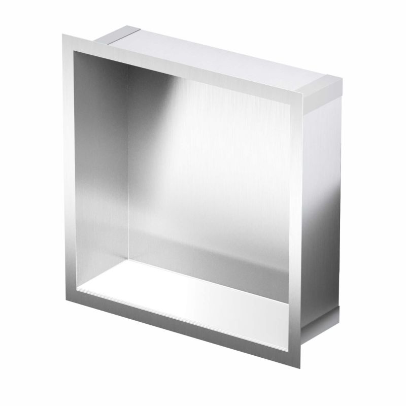 Półka wnękowa 30 x 30 x 10 cm stalowa ze szklaną nakładką na dno