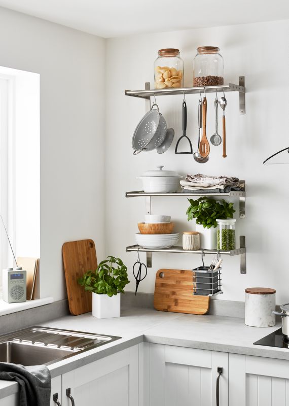 Półka z relingami GoodHome Datil 60 cm