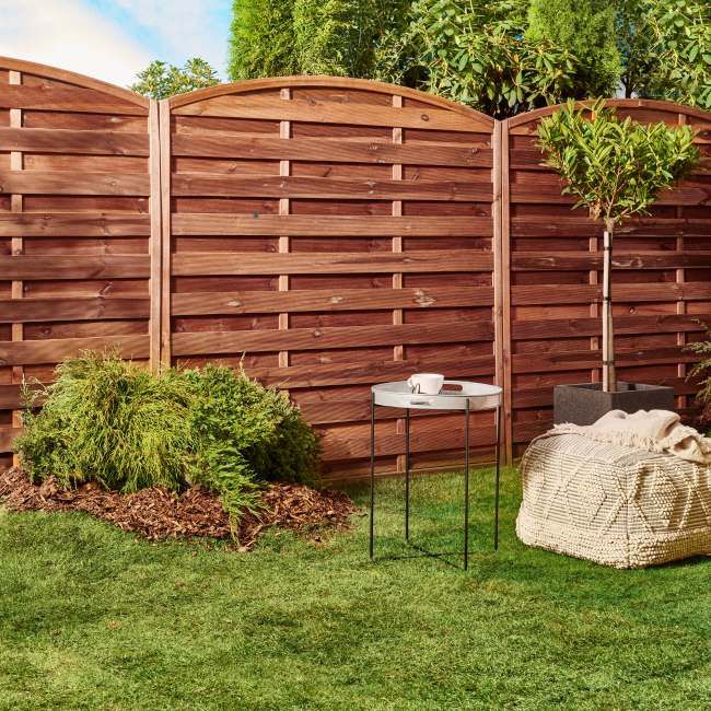 Płot Blooma Arve z łukiem 180 x 180 cm brązowy rama 30 mm