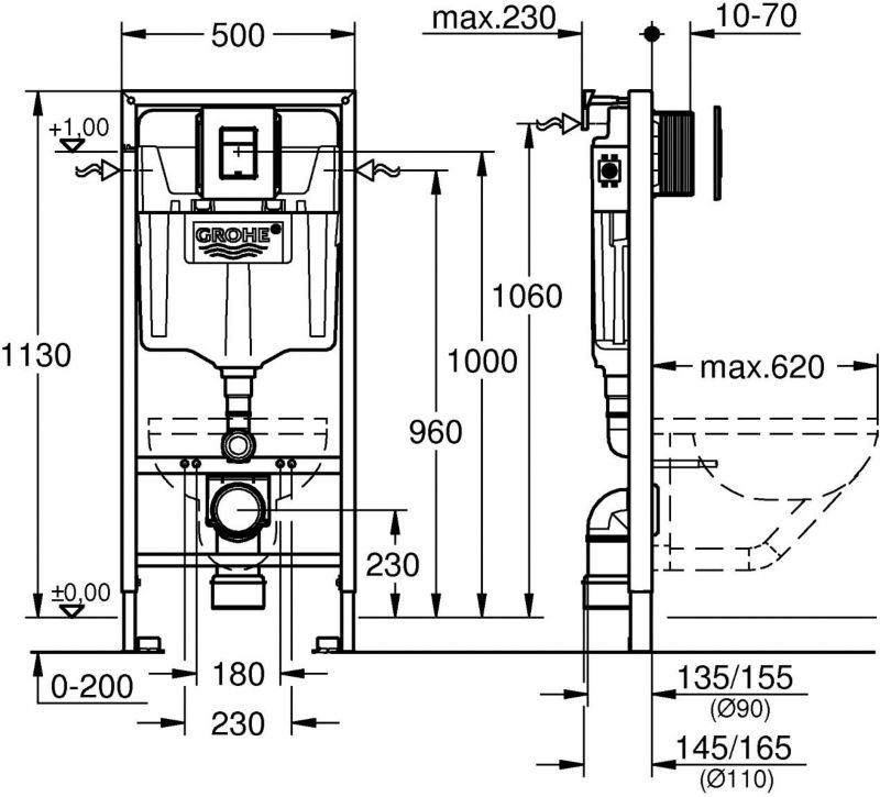 Stelaż podtynkowy WC Grohe Rapid Solido 3 w 1 przycisk chrom