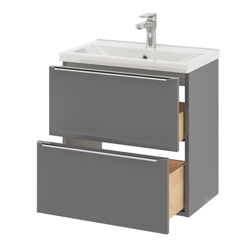 Szafka pod umywalkę GoodHome Imandra Slim wisząca 60 cm szara