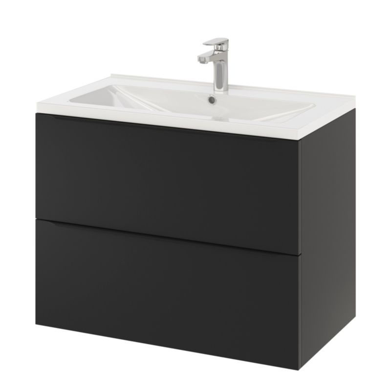 Szafka pod umywalkę GoodHome Imandra wisząca 80 cm czarny mat