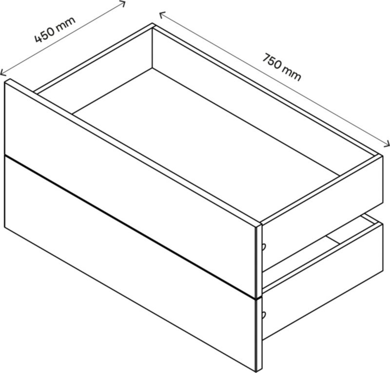 Szuflada zewnętrzna do korpusu 45 x 75 cm GoodHome Atomia dąb 2 szt