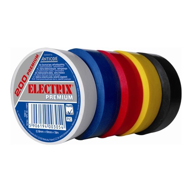 Taśma izolacyjna PCV Electrix 200 0,18 mm x 19 mm x 18 m biała