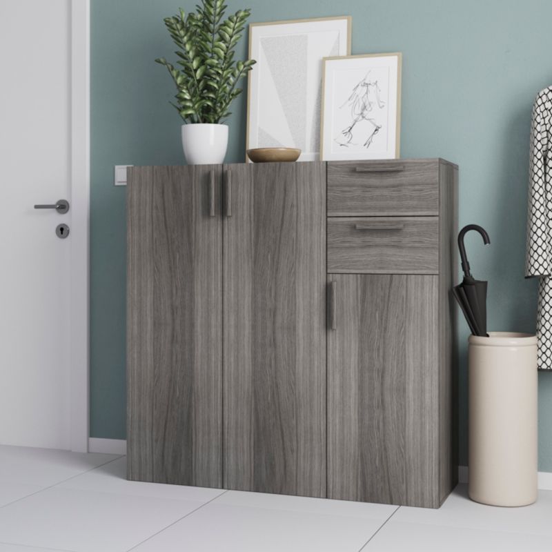 Uchwyt drewniany GoodHome Atomia 15,5 cm dąb szary 2 szt