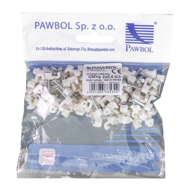 Uchwyty kablowe płaskie Eglotech 2 x 0,5 mm białe 100 szt