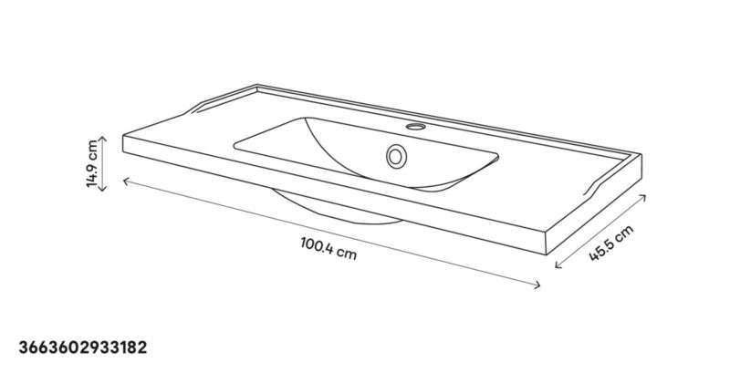 Umywalka ceramiczna GoodHome Lana 100 cm z syfonem