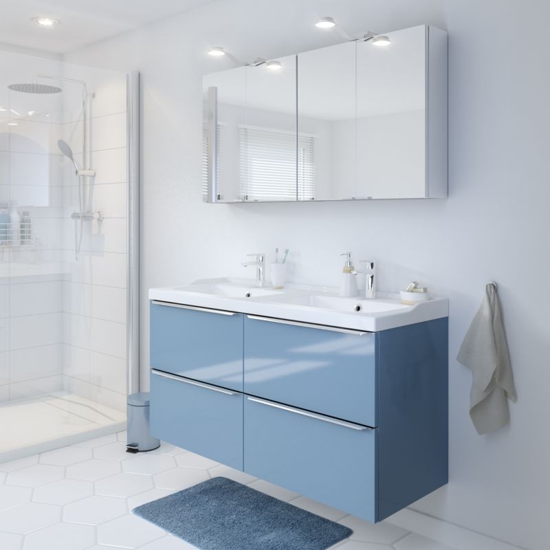 Umywalka ceramiczna GoodHome Lana 120 cm z syfonem
